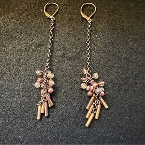 Bronze & gold beaded dangling earrings